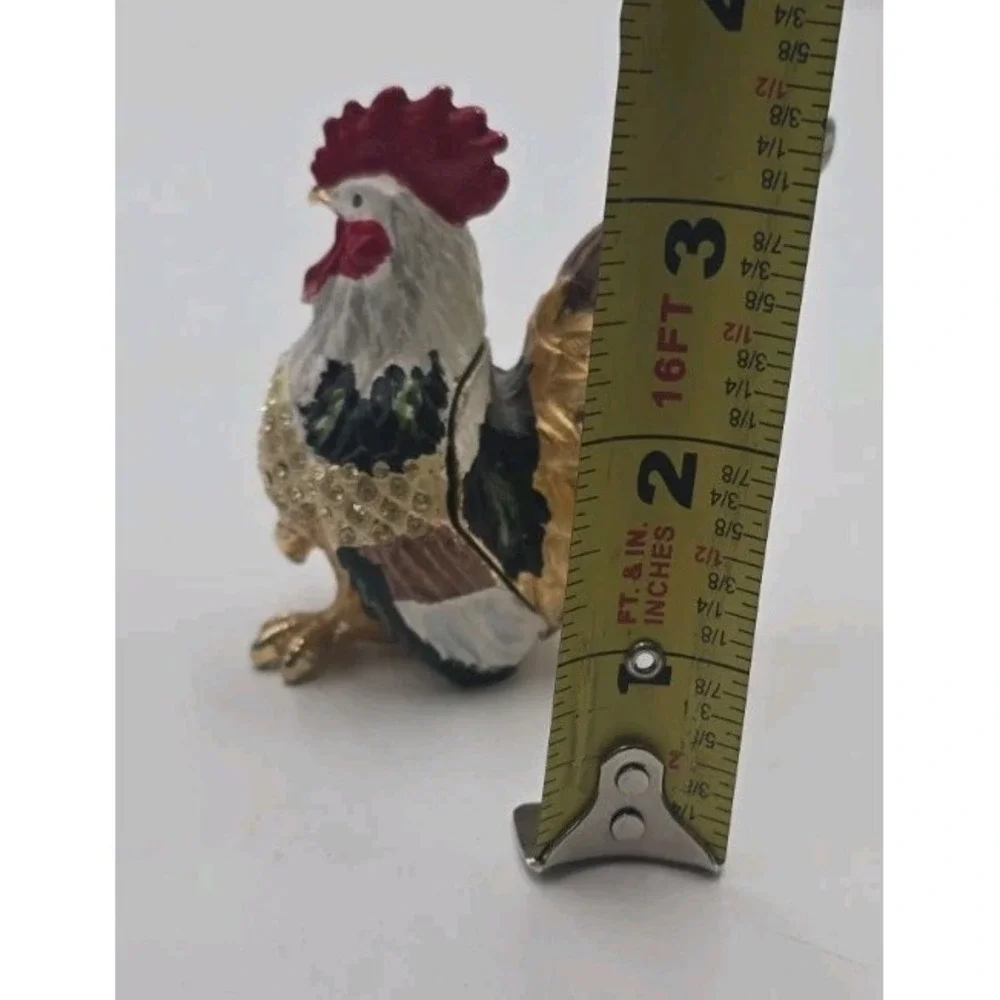 Leonardo Collection Jeweled Rooster Trinket Box Rhinestone Figurine Vintage